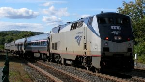Northbound Amtrak "Vermonter" train from Springfield, headed for St Albans.